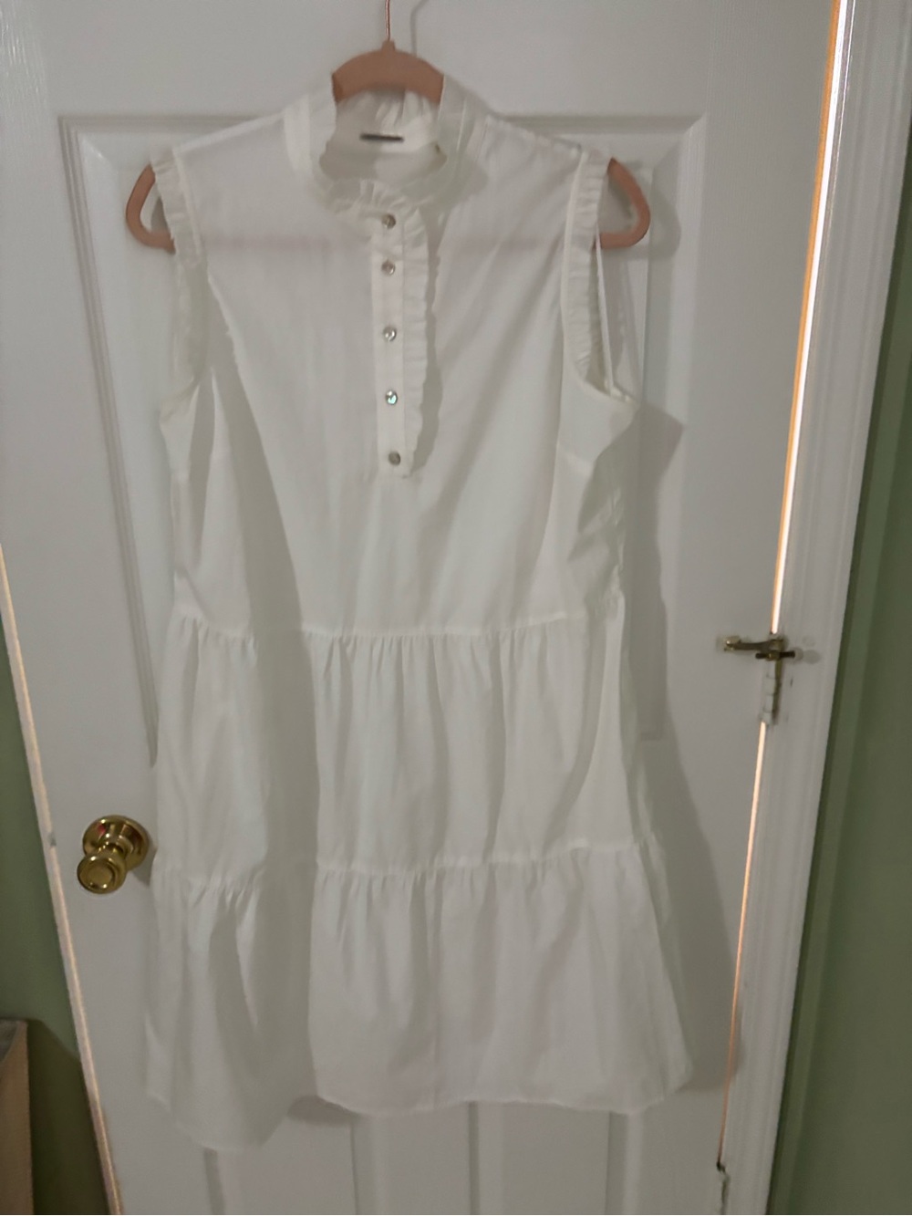 Elie Tahari White Ruffle-Trim Tiered Dress, Size Large, NWOT